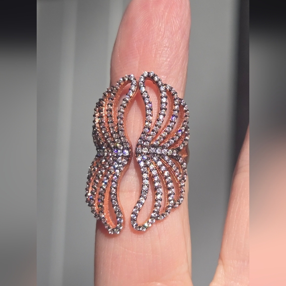 Topaz Sterling & Gold Wing Ring Sz8 - Picture 2 of 8